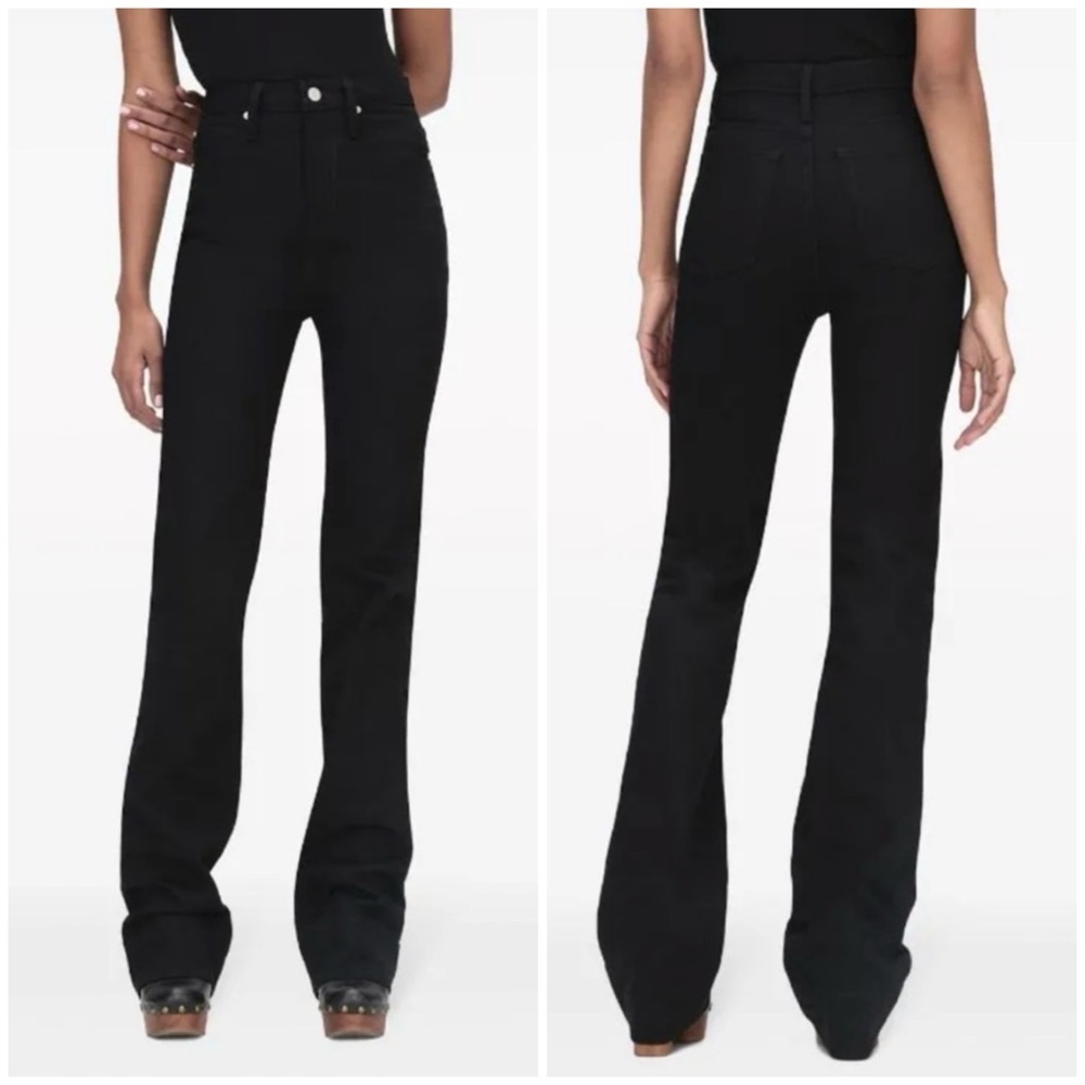 Frame High Waisted The Slim Stacked Jeans in Black
